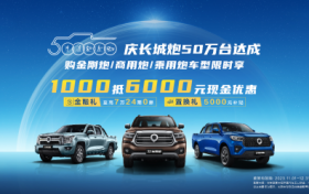 庆长城炮50万台达成 购车限时享“1000抵6000元”现金优惠